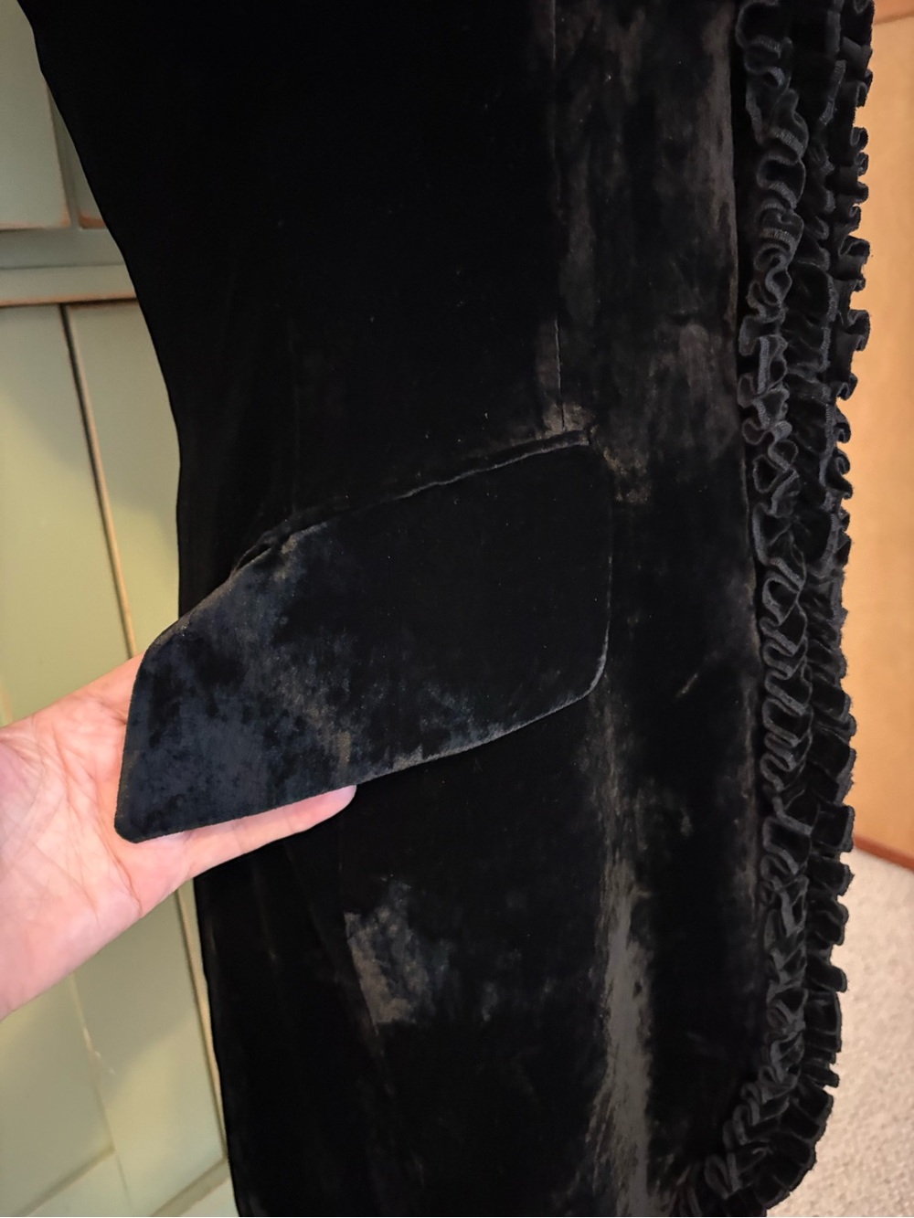 VINTAGE SCAPA Black Velvet Frock Coat Military Gothic Victorian Long Jacket(12) - Picture 10 of 16